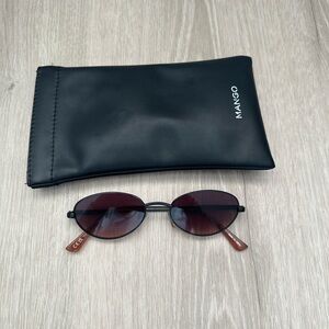 Mango small sunglasses, black metal frame with brown accents and brown gradient